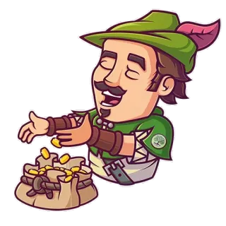 💰 Robin Hood Robin Hood, arqueiro, verde, fantasia, personagem, herói telegram sticker