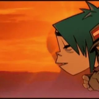 😒 2D gorillaz, dibujos animados, personaje, música, banda telegram sticker