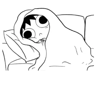 😐 anime, mangá, cobertor, sonolento, cansado, triste telegram sticker
