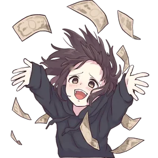 🤑 cartoon, money, happy, celebration, anime whatsapp sticker