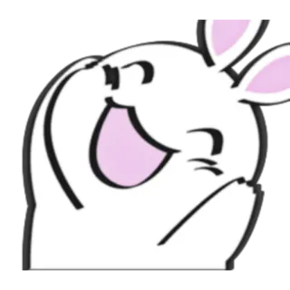 😃 lapin, dessin animé, animal, mignon, blanc, lapinou, joyeux whatsapp sticker