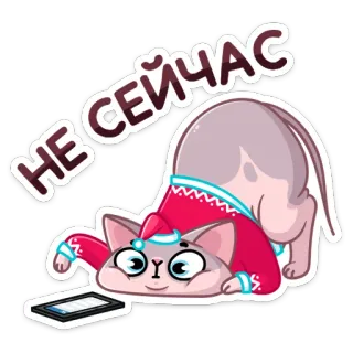 😵 НЕ СЕЙЧАС cat, cartoon, sphynx, lazy, sleepy, cute telegram sticker