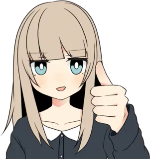 👍 Anime, Mädchen, Daumen hoch, Süß, Zustimmung whatsapp sticker