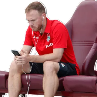 📱 男, 座る, ベンチ, 電話, イヤホン telegram sticker