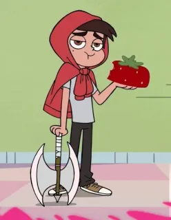 😏 Marco Diaz Star vs. the Forces of Evil cartoon, character, strawberry, hood, axe telegram sticker
