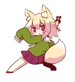 🦊 Animé, Chibi, Kawaii, Fille renard, Mignon, Manga telegram sticker