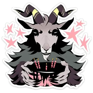 🎂 capra, torta, animale, stelle, corna, magia, dolce telegram sticker