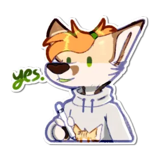 ✅ yes. Cartoon, Sticker, Tier, Fell, Anthropomorph, Positiv, Zustimmung telegram sticker