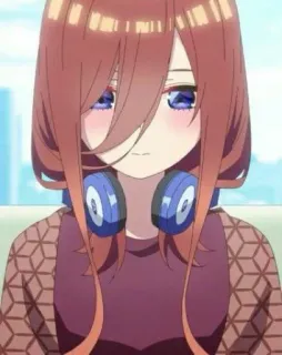 💙 Miku Nakano The Quintessential Quintuplets anime, girl, headphones, cute, character telegram sticker