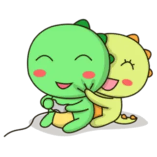😋 dinosauro, carino, kawaii, cartone animato, adesivo, amicizia, coppia whatsapp sticker