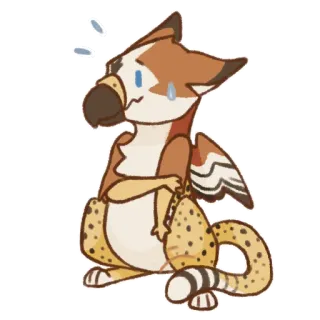 😥 gryphon, griffin, mythical creature, animal, cartoon, cute, sad telegram sticker