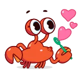 😘 게, 만화, 하트, 방울, 동물, 귀여운, 사랑 telegram sticker