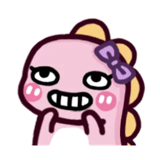 😋 dinosaurier, cartoon, rosa, süß, illustration, schleife whatsapp sticker