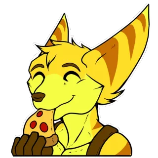 🍕 Desenho animado, Ratchet, Pizza, Animal, Fofo, Feliz, Peludo telegram sticker