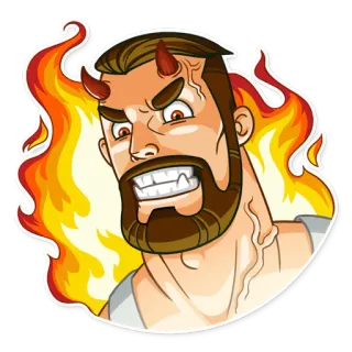 😡 duivel, vuur, woede, man, cartoon, sticker, demon telegram sticker