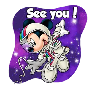👋 Mickey Mouse See you ! Cartone animato, Mickey Mouse, Astronauta, Spazio, Disney telegram sticker