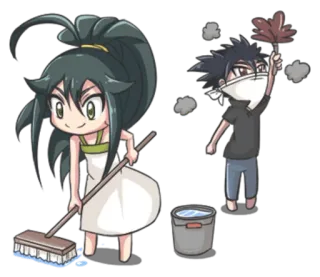 💪 cleaning, maid, housekeeping, dusting, cartoon telegram sticker