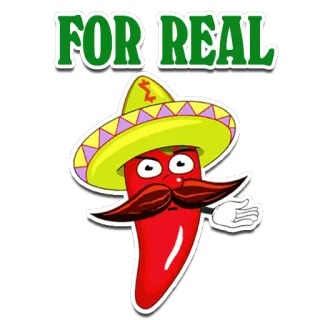 👆 FOR REAL chili pepper, sombrero, mexican, cartoon telegram sticker
