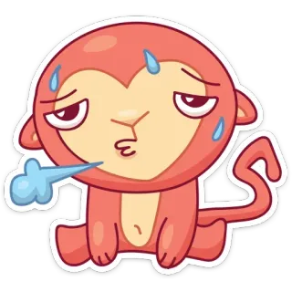 🥵 원숭이, 지친, 땀, 만화, 동물, 피곤한 telegram sticker