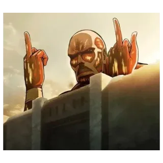 🖕 Attack on Titan L'Attaque des Titans, Titan Colossal, Anime, Doigt d'honneur, Geste offensant telegram sticker