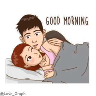 😴 GOOD MORNING morning, couple, bed, cartoon telegram sticker