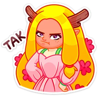 😡 TAK pegatina, dibujos animados, rubia, astas, hada, chica telegram sticker