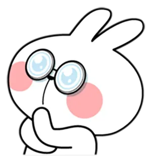 ☺️ conejo, dibujos animados, lindo, gafas, pensando whatsapp sticker