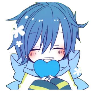 💙 Anime, Hoạt hình, Dễ thương, Trái tim, Xanh dương, Con trai telegram sticker