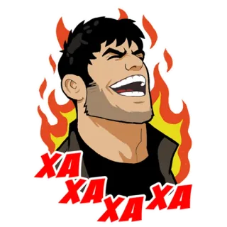 😂 Xa Xa Xa laugh, expression, happy, cartoon, fire telegram sticker
