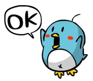 👌 OK Vogel, okay, Cartoon, Sprechblase, niedlich telegram sticker