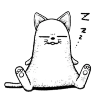 😴 猫, 動物, 可愛い, ステッカー, 白, 座り, 漫画 telegram sticker