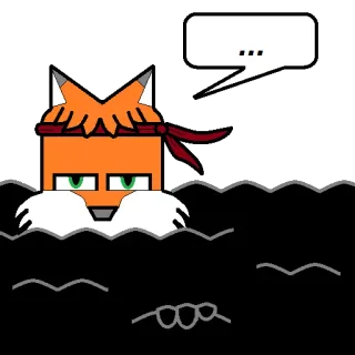 🎾 ... zorro, animal, dibujo animado, personaje, bocadillo, naranja, cinta roja, pregunta whatsapp sticker
