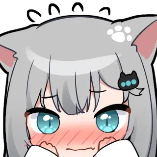 🙈 Cô gái anime, Tai mèo, Đỏ mặt, Dễ thương, Kawaii telegram sticker