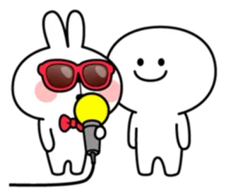 🎤 cute, cartoon, rabbit, microphone, sunglasses, bow tie, character telegram sticker