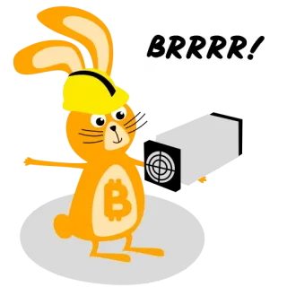 ⛏ BRRRR! rabbit, bitcoin, mining, cryptocurrency, hardhat, money telegram sticker