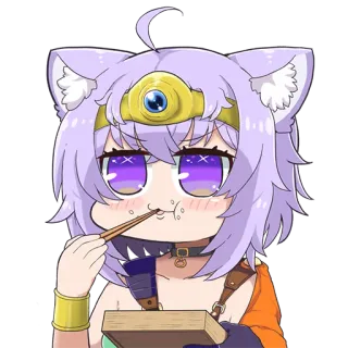 🤩 Аниме, Стикер, Каваий, Кот, Еда, Милый, Чиби whatsapp sticker