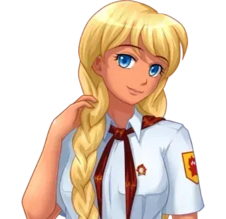 🥰 อนิเมะผู้หญิง, โซเวียต, เครื่องแบบ, ภาพประกอบ, สีบลอนด์ telegram sticker