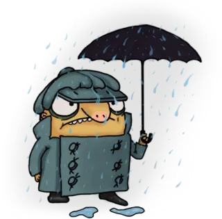 ☔️ hujan, payung, kartun, pria, mantel, sengsara whatsapp sticker