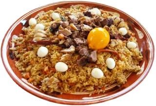 🍚 Płow, Pilaw, Jedzenie, Ryż, Kuchnia środkowoazjatycka, Posiłek, Kuchnia telegram sticker