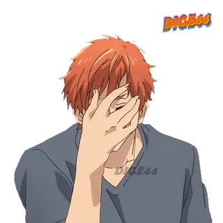 🤦‍♀️ Anime, Capelli arancioni, Imbarazzato, Arrabbiato, Cartone animato, Adesivo telegram sticker