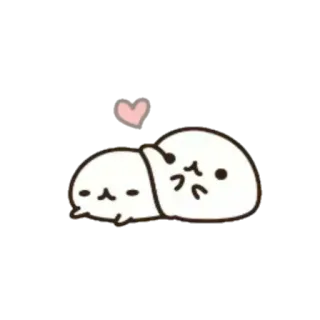 🍥 uroczy, kawaii, foka, serce, kreskówka telegram sticker