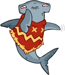 😌 hammerhead shark, cartoon, funny, cute, animal, fish telegram sticker
