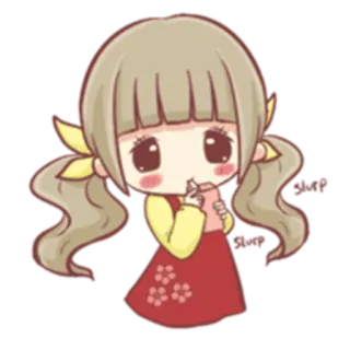🥤 кавай, аниме девушка, стикер, милый, мультфильм, чиби telegram sticker