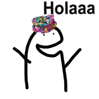 😂 Holaaa stick figure, hola, greeting, cartoon, digital art whatsapp sticker