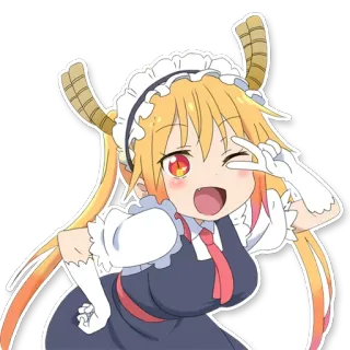✌ Tohru Miss Kobayashi's Dragon Maid Anime, Dragão, Empregada, Bonito, Kawaii, Tohru, Miss Kobayashi's Dragon Maid telegram sticker