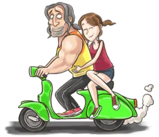 🏍 カップル, スクーター, 愛, 漫画, 楽しい whatsapp sticker
