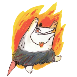 🔥 opos, kreskówka, ogień, zwierzę, naklejka telegram sticker