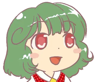 😃 cartoon, anime, cute, girl, character, green hair, red eyes telegram sticker