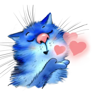 😻 cat, heart, love, animal, cute, illustration, blue, cartoon telegram sticker