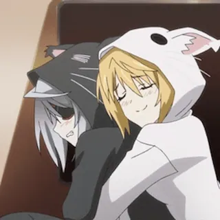 🫂 Anime, Kawaii, Amigos, Gato, Abrazo, Lindo whatsapp sticker